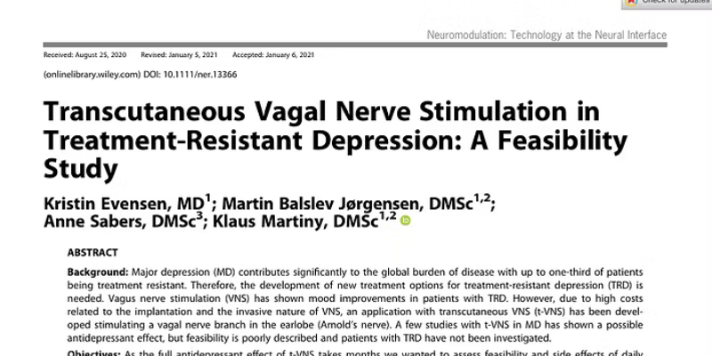 Okładka publikacji: Transcutaneous Vagal Nerve Stimulation in Treatment-Resistant Depression: A Feasibility Study